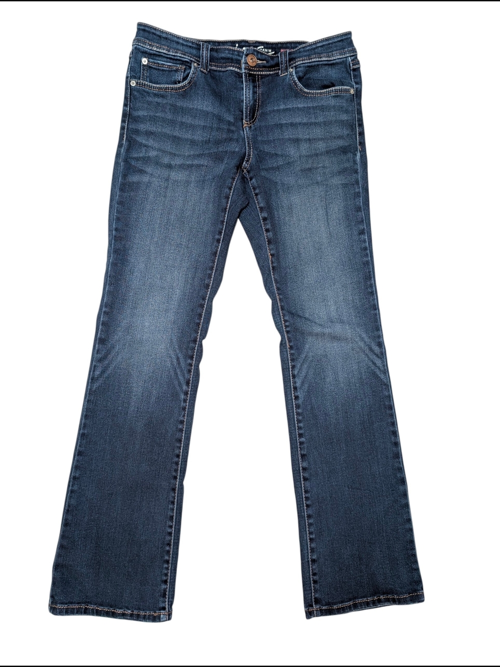INC International Concepts Women's 8 Dark Blue Boot Cut Jeans Faded Wash